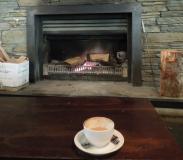 coffee and fireplace